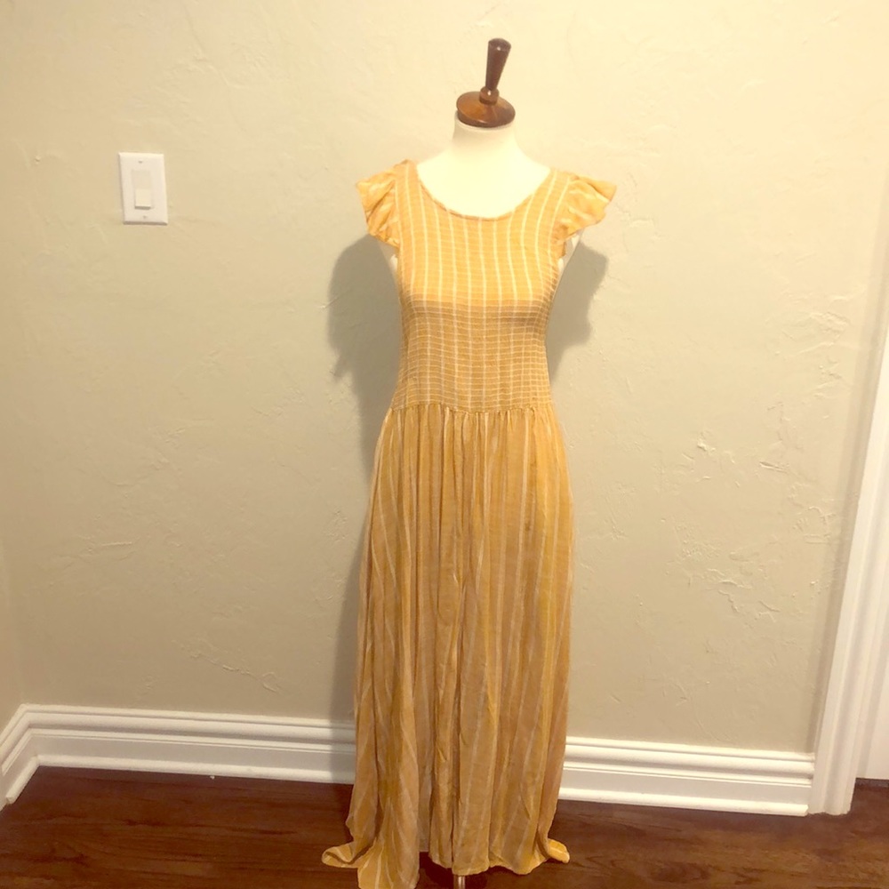 NWT FREE PEOPLE YELLOW AND WHITE SUNDRESS
